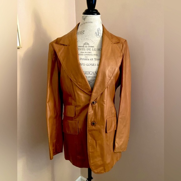 SOLD 1970s Genuine Leather Trench Coat - Picture 1 of 10